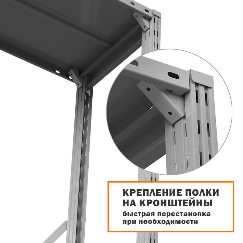 Стеллаж металлический ГТС Универсал, 2200x1000x600 мм. Полки: метал. 5 шт. (ТСУ 22100560) – изображение №5