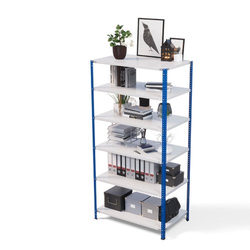 Стеллаж металлический ТС Лайт, синие стойки, 2200x1000x500 мм. Полки: 6 шт. металл (ТС 220100506с)