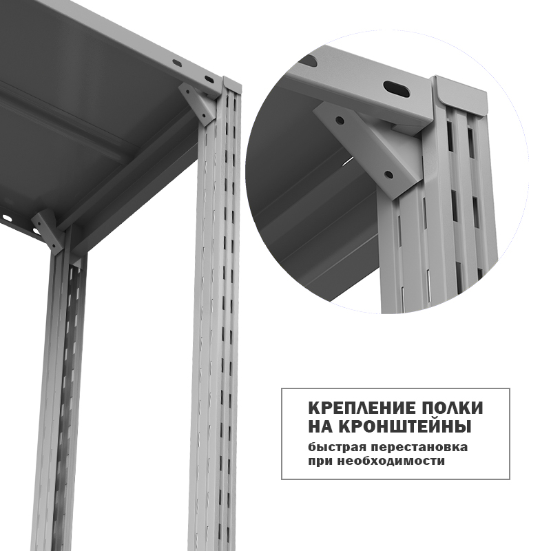 Полка ГТС Универсал с кронштейнами, 1500x800 мм., метал., до 250 кг – изображение №4