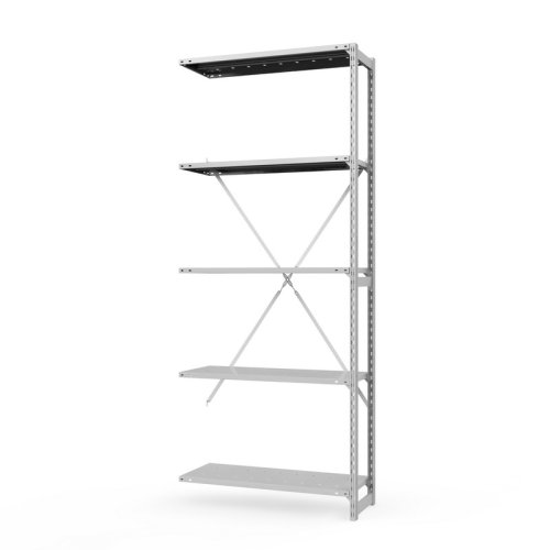 Секция приставная стеллажа металлического ГТС Универсал, 2500x700x300 мм. Полки: метал. перф.  5 шт. (ТСУп 25070351)