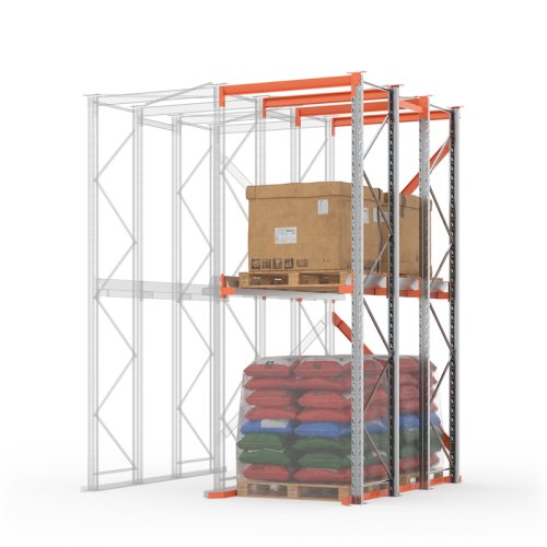 Секция доборная стеллажа набивного паллетного 4000х2550х850 (85.1.5). Ярусы: пол+1