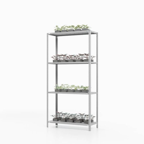 Стеллаж металлический для рассады ТС Лайт, 1500x700x300 мм. Полки: 4 шт. металл перф. (ТС 15070341)