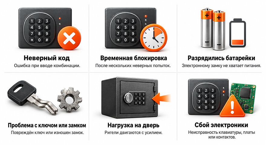 Почему сейф перестал открываться Почему сейф перестал открываться